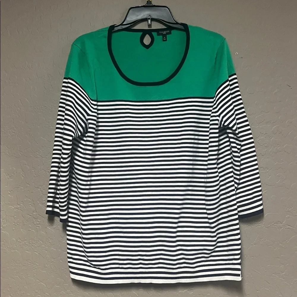 Talbots Green Striped Women's Sweater - Picture 3 of 7
